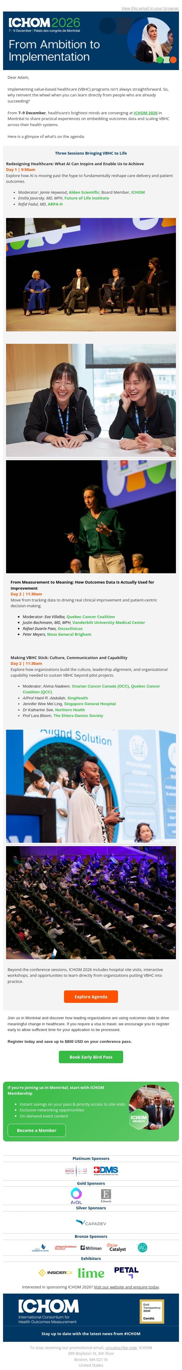 Adam, this is how global leaders are actually scaling VBHC email from ICHOM screenshot