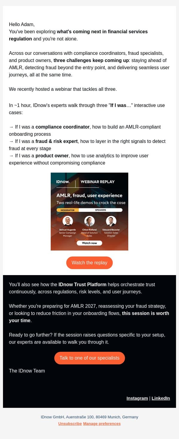 Preparing for 2027? This session is worth your time email from IDnow screenshot