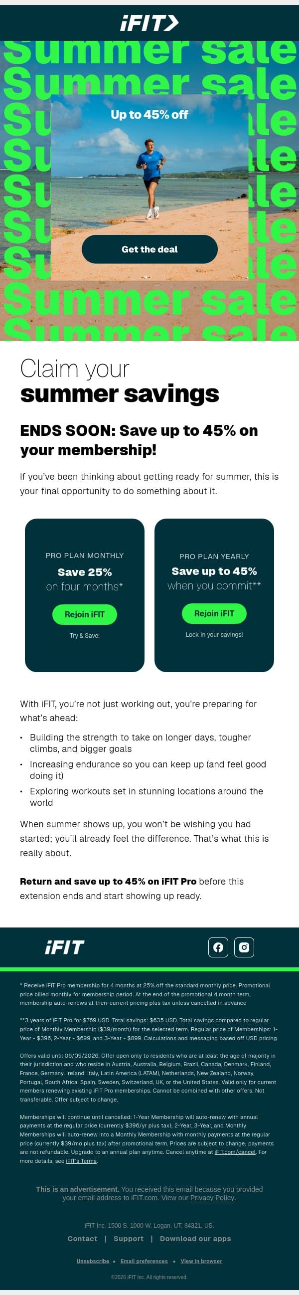 One more chance. Time to seize it! email from iFit screenshot