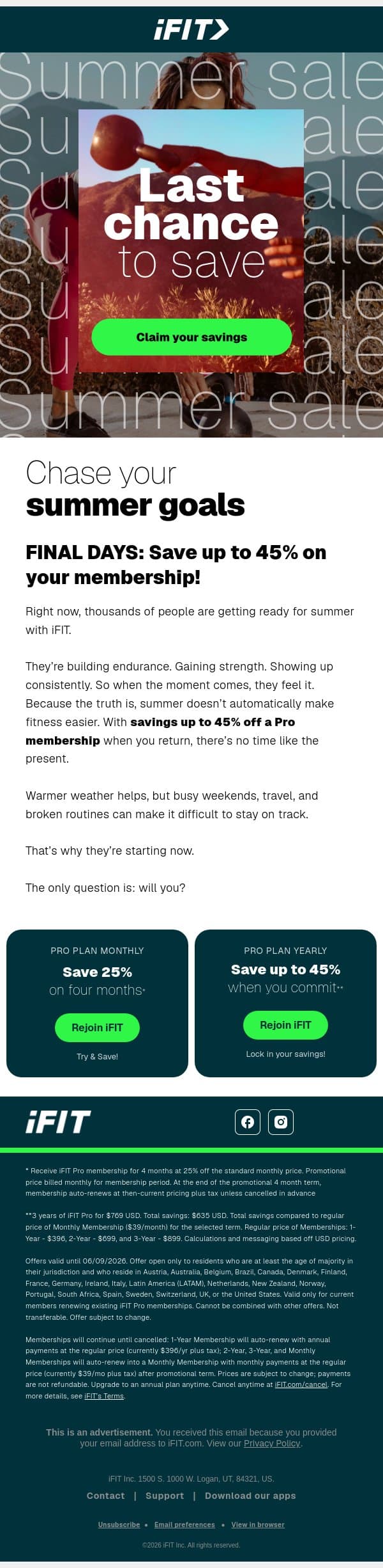 There's still time. email from iFit screenshot