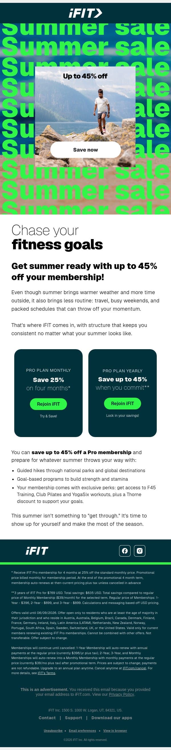 Your goals won’t wait. Neither should you. email from iFit screenshot