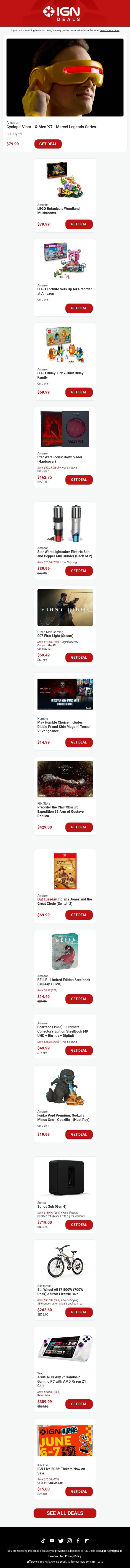 Weekend Deals: This Cyclops Visor Is Wearable email from IGN screenshot