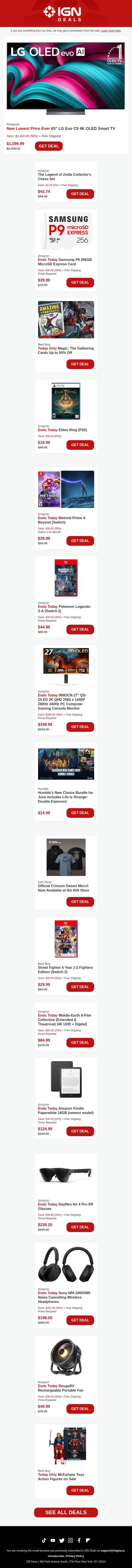 IGN Deals: Prime Day Sale Ends Today email from IGN screenshot