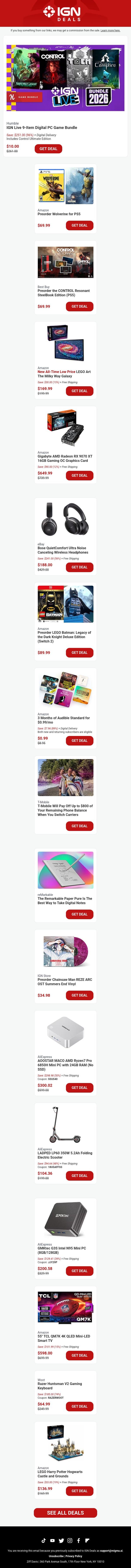 Daily Deals: Check Out the Official $10 Humble IGN Live Bundle, Which Includes Control Ultimate Edition email from IGN screenshot