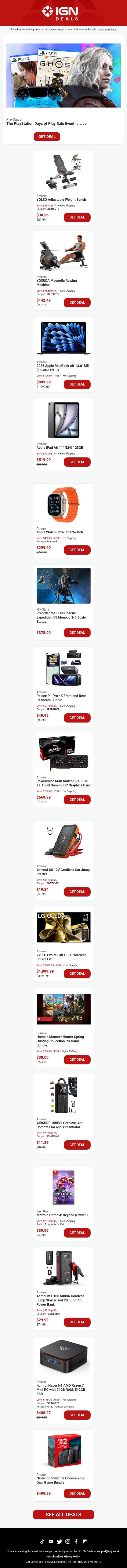 Daily Deals: The PlayStation Days of Play Sale Event Is LIve email from IGN screenshot