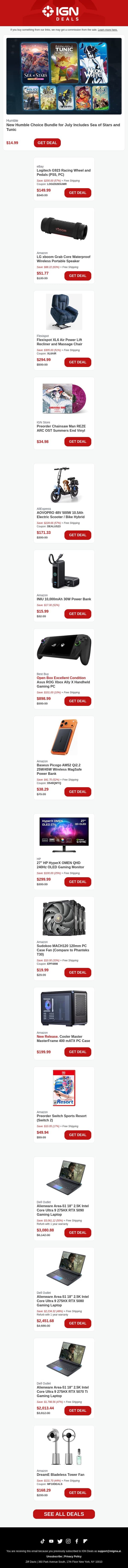 Daily Deals: New Humble Choice Bundle for July Includes Sea of Stars and Tunic email from IGN screenshot