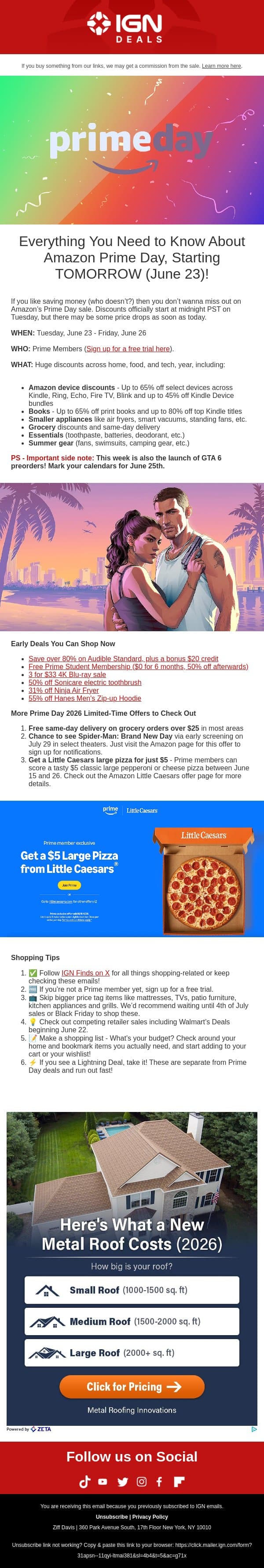 How To Save Money This Prime Day email from IGN screenshot