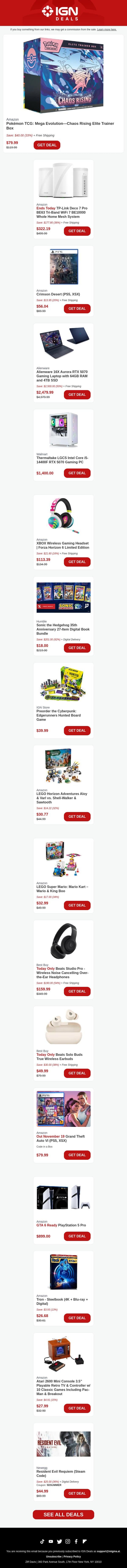 Daily Deals: Save Big on Pokémon TCG email from IGN screenshot