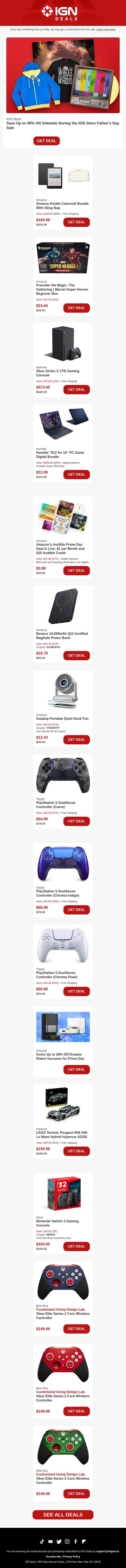 Daily Deals: Save Up to 40% Off During IGN Store's Father's Day Sale email from IGN screenshot