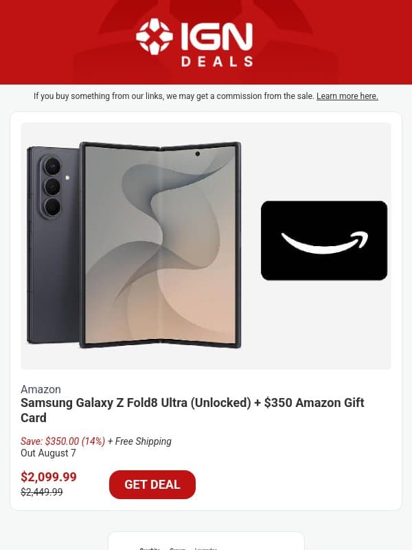 Weekend Deals: Free Amazon Gift Card with Preorders of Samsung's New Phones email from IGN