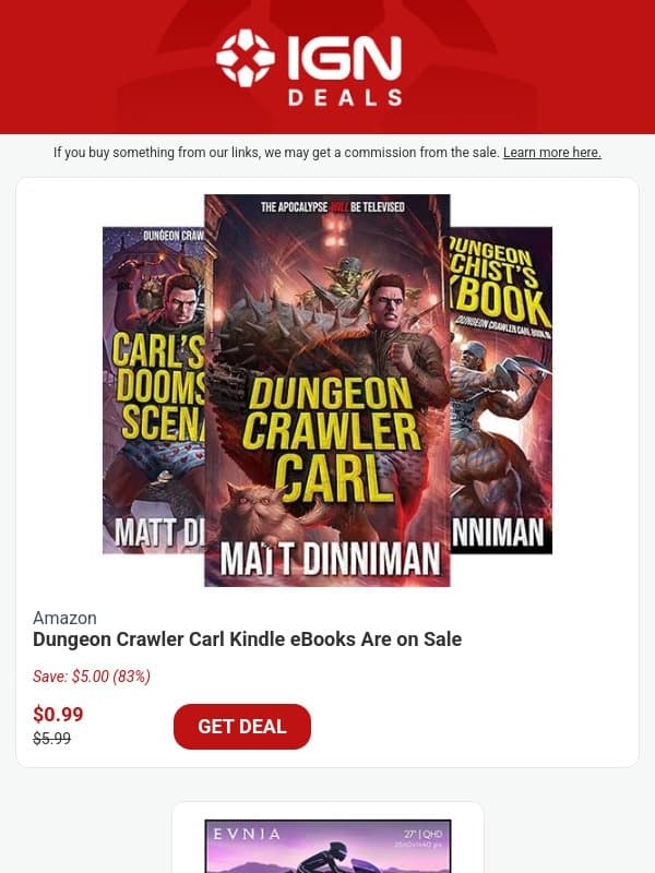 Daily Deals: Dungeon Crawler Carl Kindle eBooks Are on Sale email from IGN