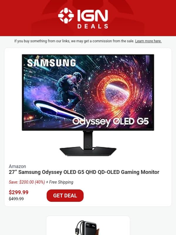 Daily Deals: 27" OLED Monitor for $299, 30% Off LEGO Mario and Yoshi, and More email from IGN