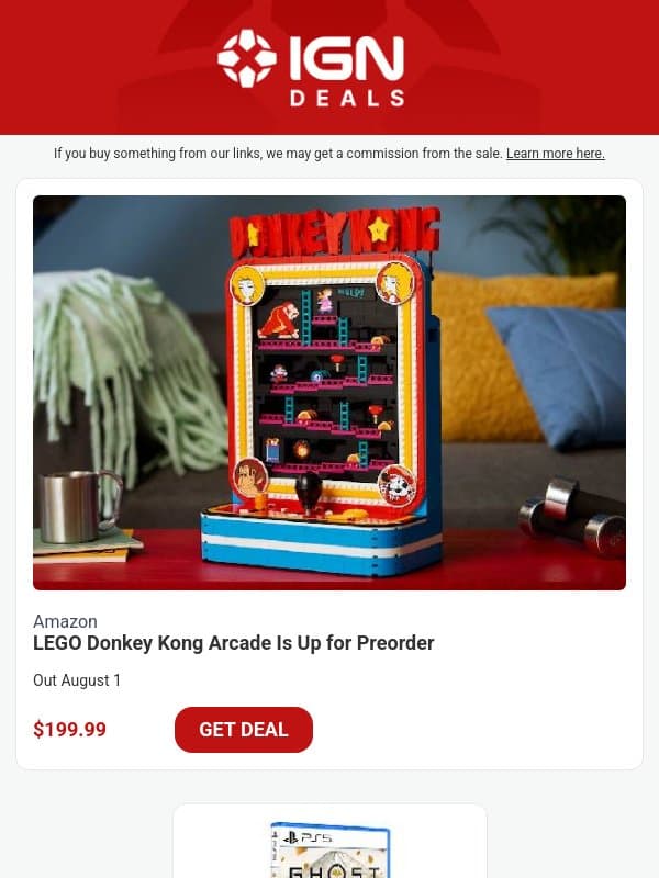 Daily Deals: LEGO Donkey Kong Arcade Is Up for Preorder email from IGN