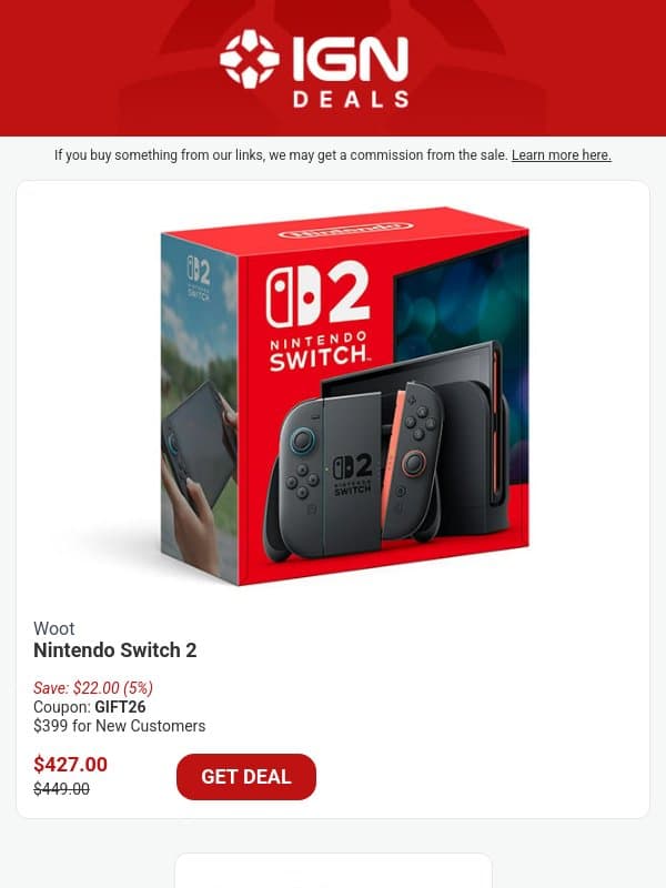 Daily Deals: Switch 2 Is Up to $50 Off Ahead of the September Price Increase email from IGN