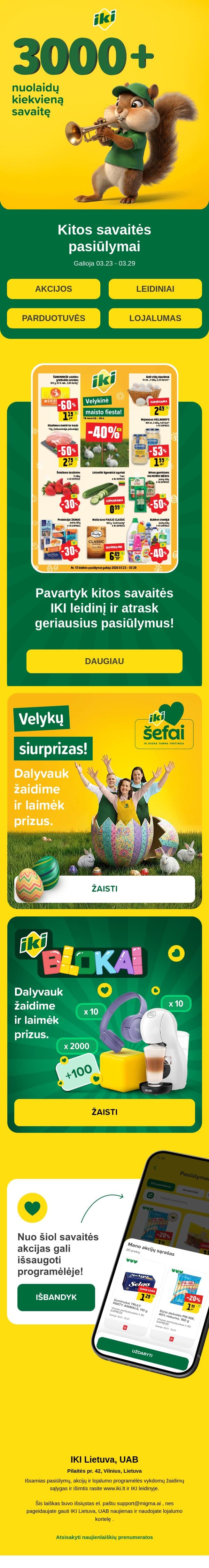 🌞 Pasiruošk Velykinei maisto fiestai! -40% nuolaidos! email from Iki screenshot