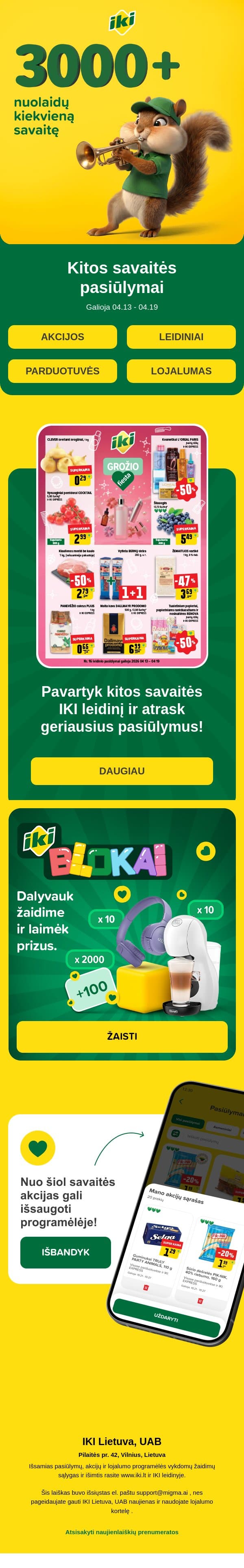 🌞 Pasiruošk kitai savaitei su IKI! 🛒 email from Iki screenshot