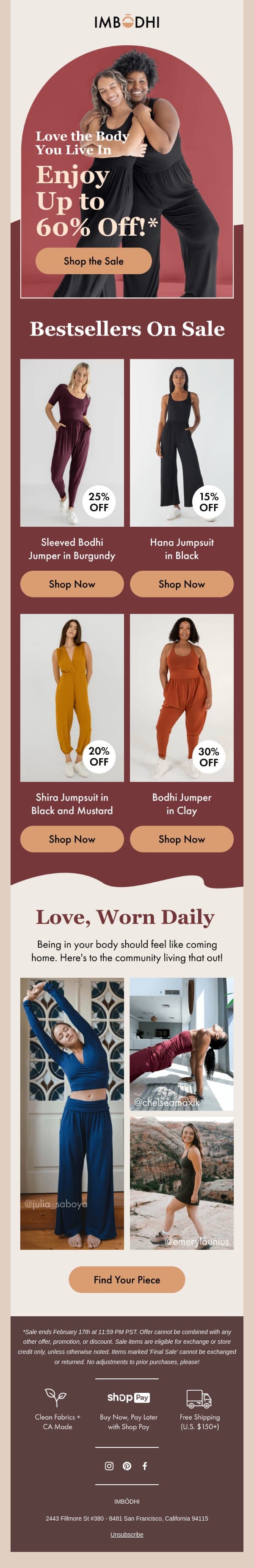 Enjoy up to 60% off email from IMBŌDHI screenshot