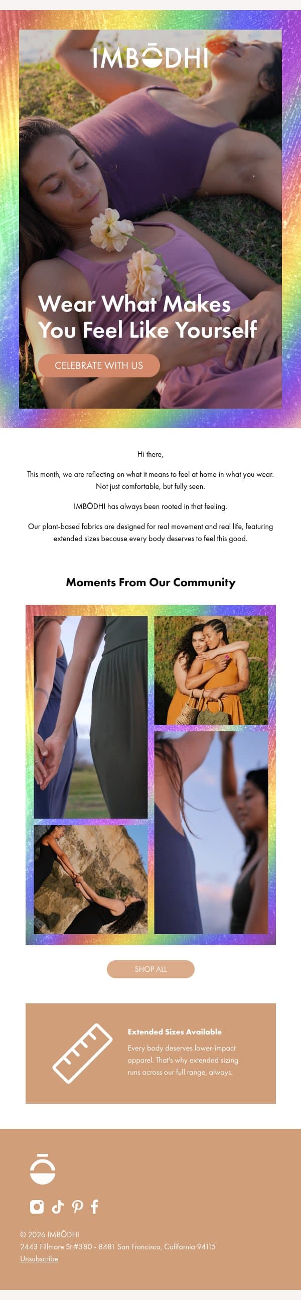 Wear what makes you feel like yourself email from IMBŌDHI screenshot