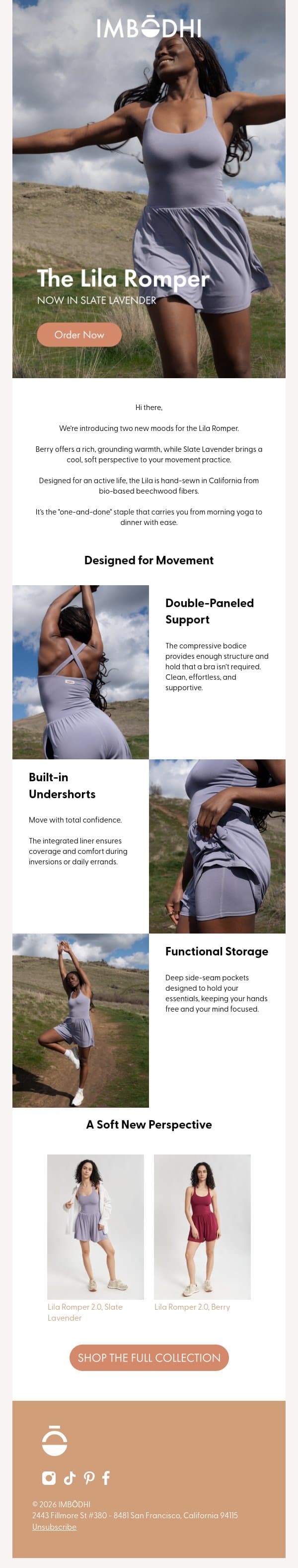 A new mood for the Lila Romper email from IMBŌDHI screenshot
