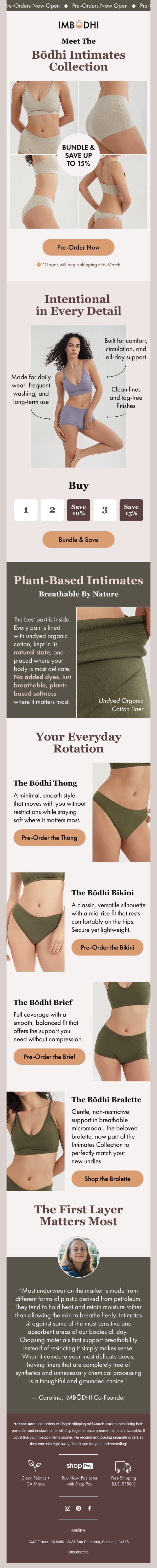 Hello, plant-based intimates 👋 email from IMBŌDHI screenshot