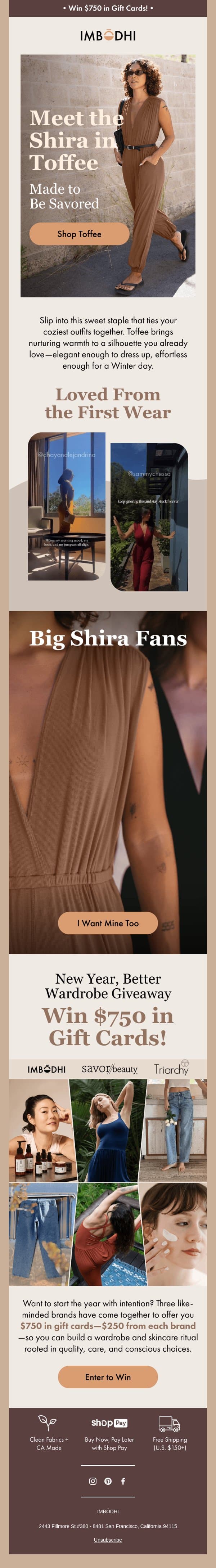 The Shira, now in its sweetest hue 🤎 email from IMBŌDHI screenshot