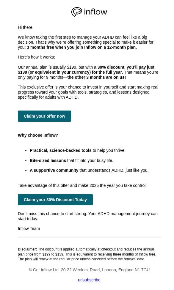 3 months free of Inflow? Here’s how it works 👀 email from Inflow screenshot