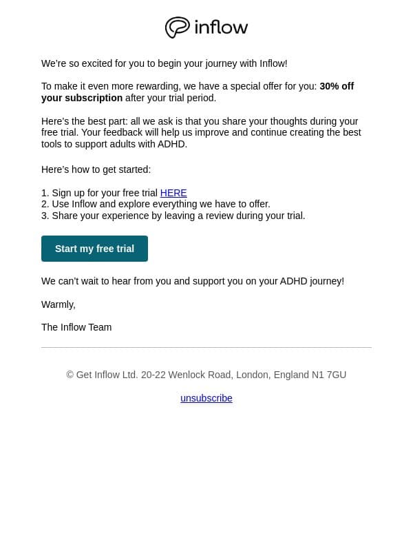 Can you help us make Inflow even better? email from Inflow screenshot
