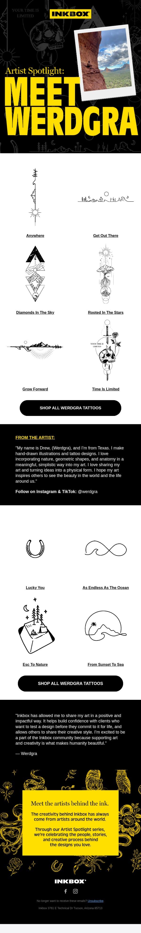 Meet Werdgra. Inspired by the world around us. email from Inkbox screenshot