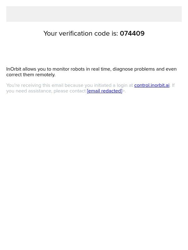 One last step to get InOrbit email from InOrbit screenshot