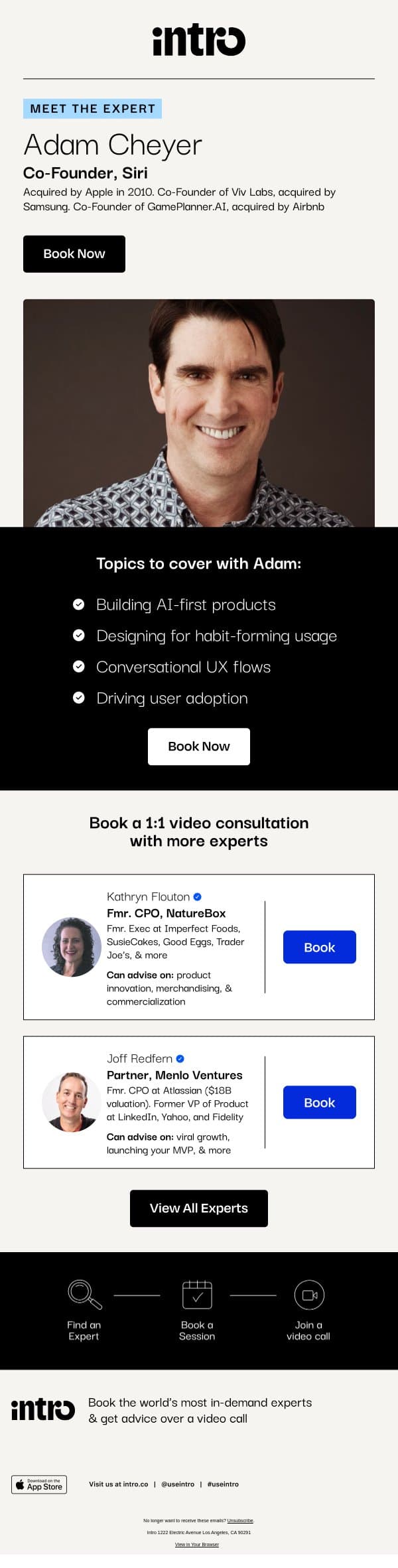 You Adam (Co-Founder of Siri) email from Intro screenshot