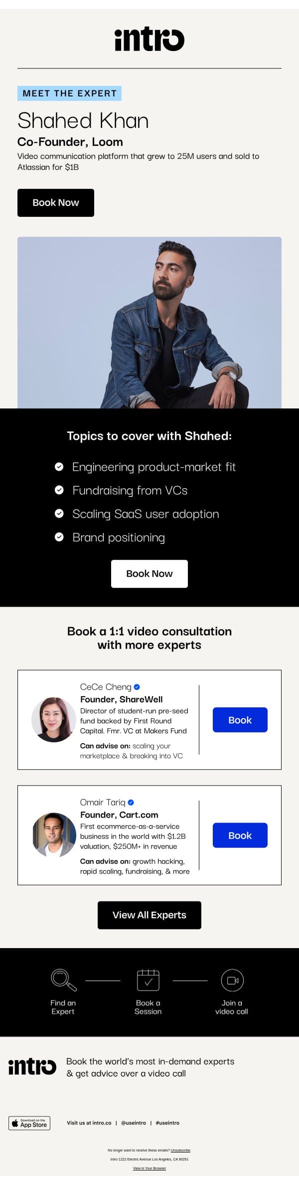 You Shahed (Founder of Loom) email from Intro screenshot