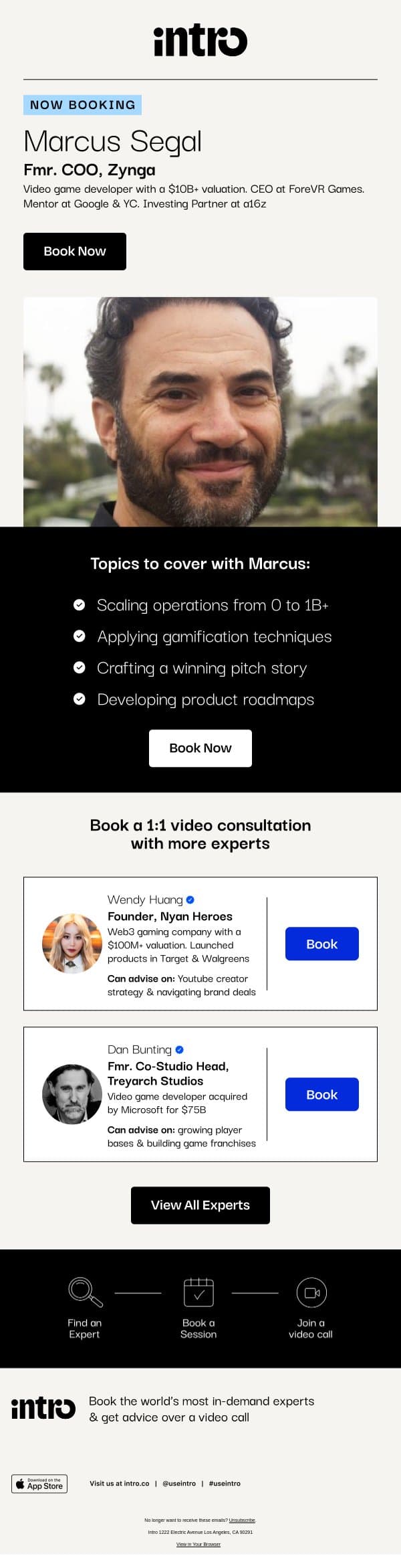 You Marcus (Fmr. COO of Zynga) email from Intro screenshot