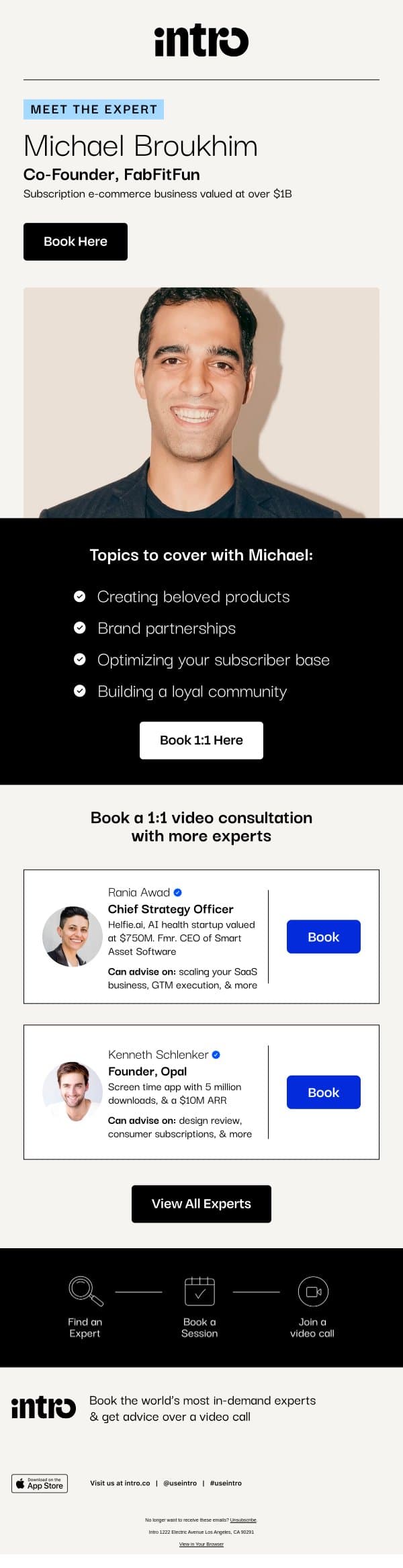 You Michael (Co-Founder of FabFitFun) email from Intro screenshot