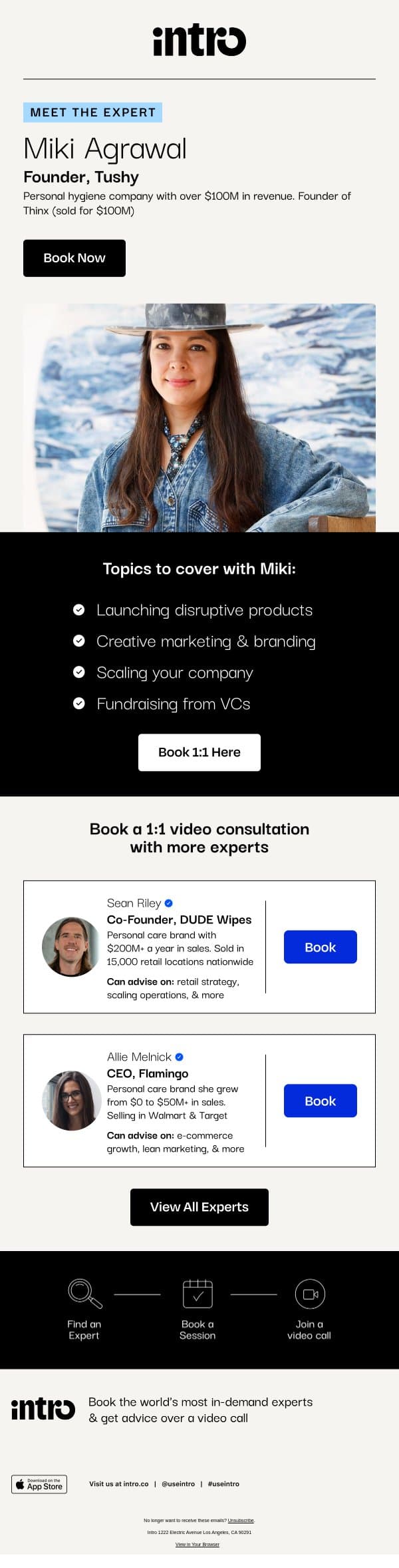 You Miki (Founder of Tushy) email from Intro screenshot