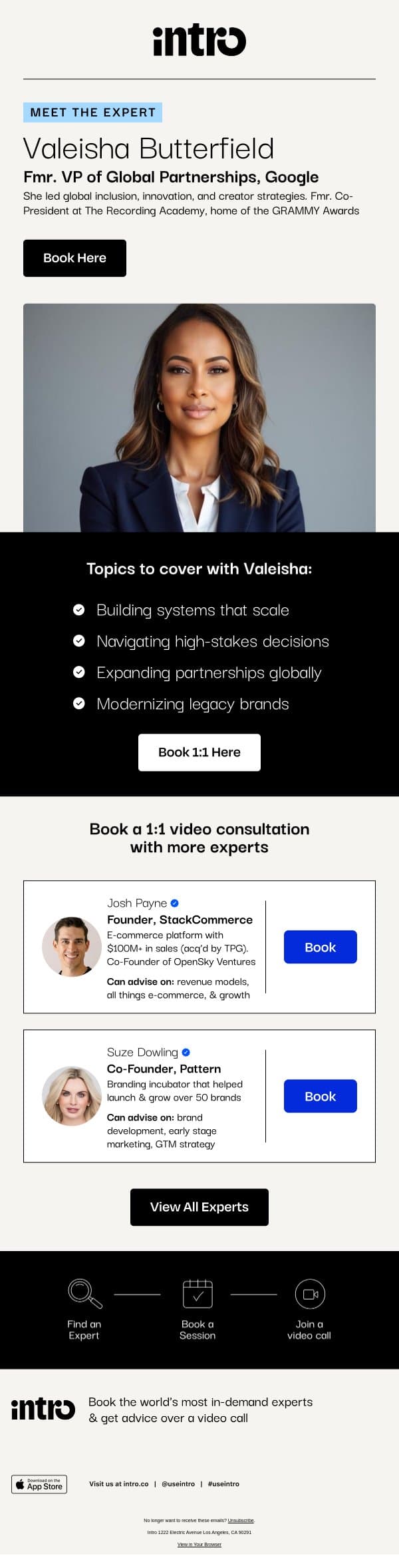 You Valeisha (Fmr. VP of Global Partnerships at Google) email from Intro screenshot