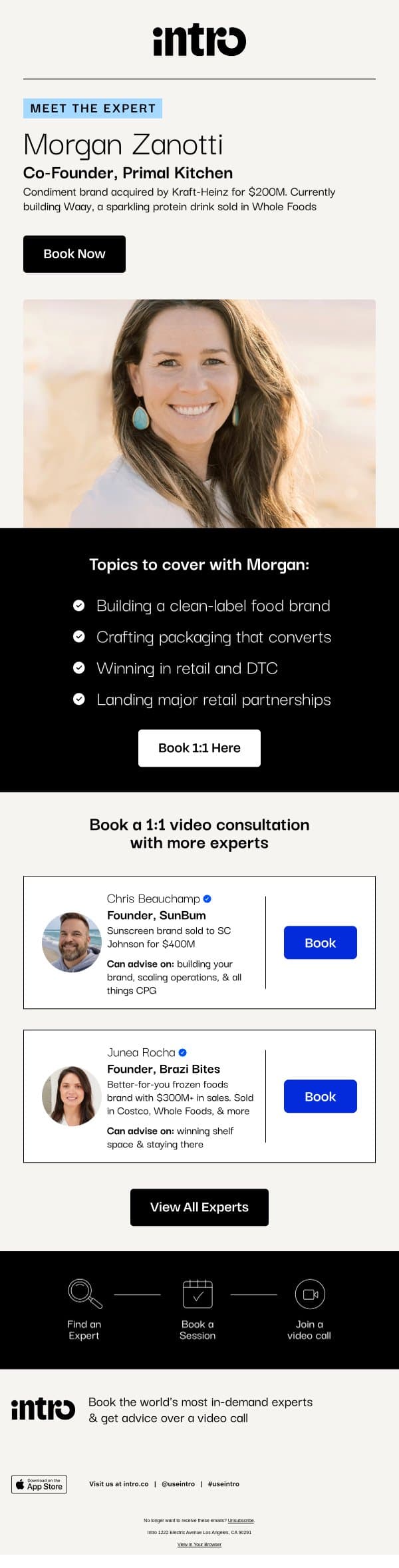 You Morgan (Co-Founder of Primal Kitchen) email from Intro screenshot