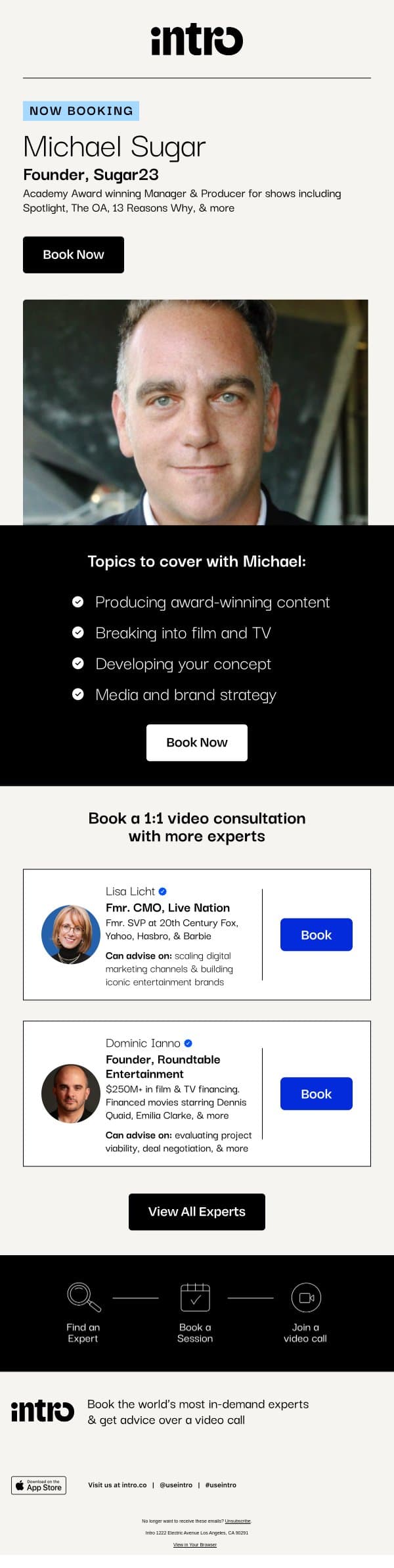 You Michael (Founder of Sugar23) email from Intro screenshot