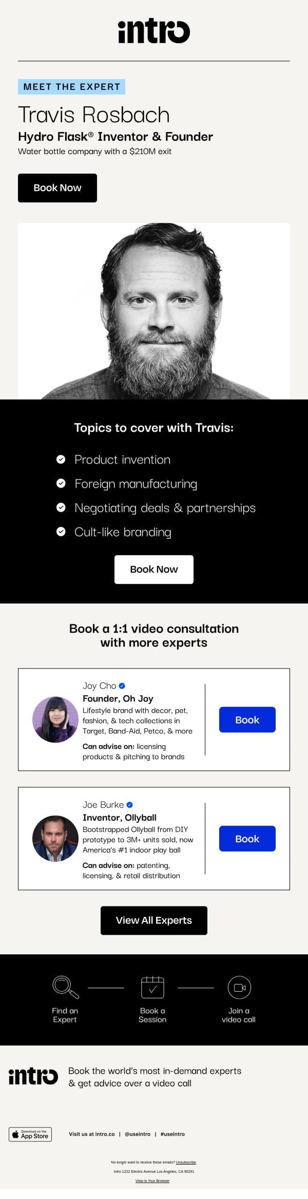 You Travis (Founder of Hydroflask) email from Intro screenshot