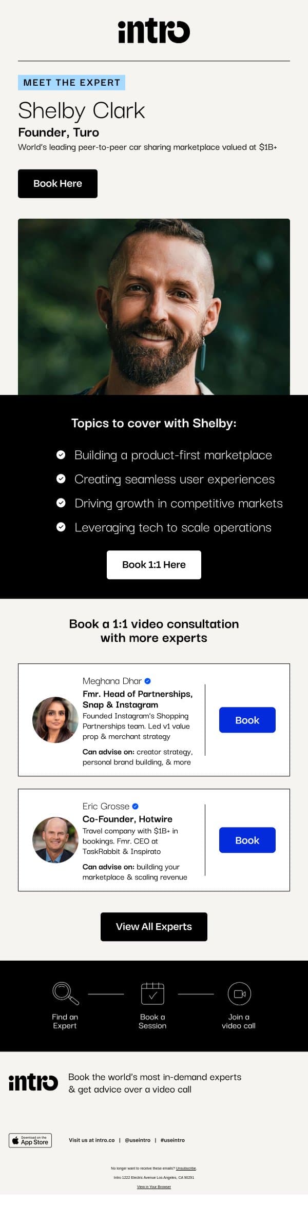 You Shelby (Founder of Turo) email from Intro screenshot