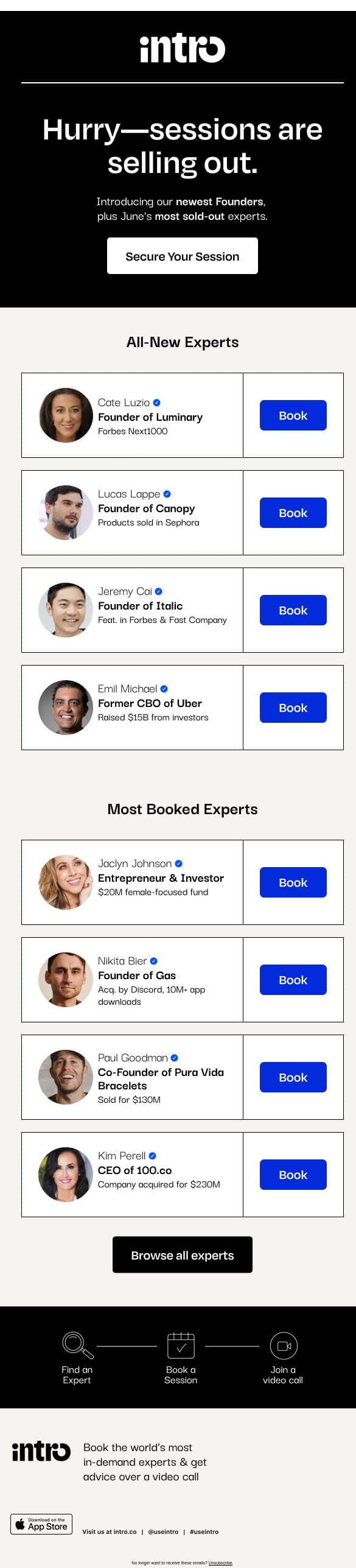 Exclusive: Book June's top sought after Founders & CEOs email from Intro screenshot