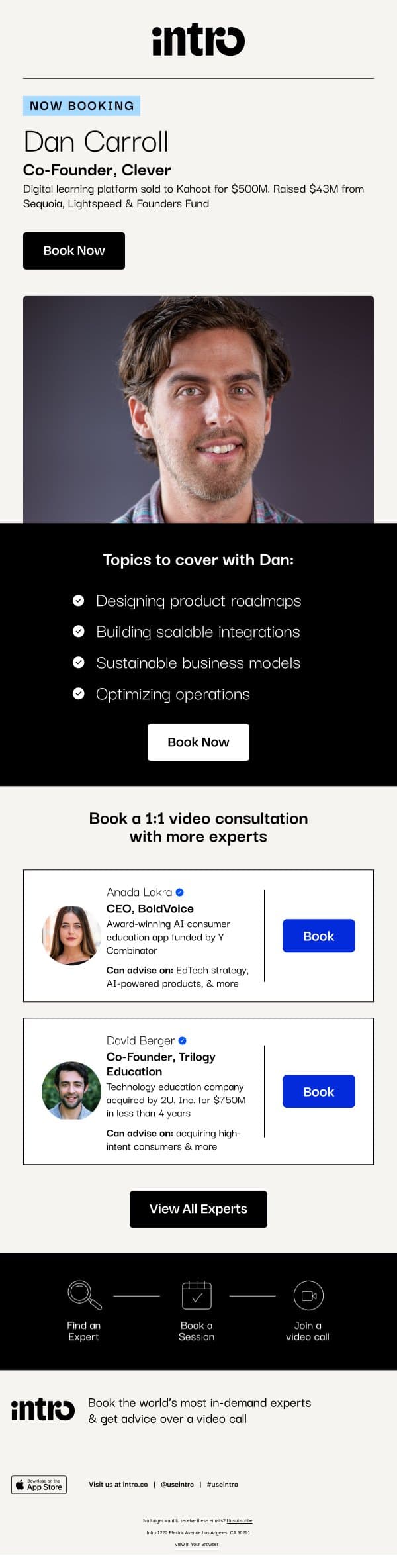 You Dan (Co-Founder of Clever) email from Intro screenshot