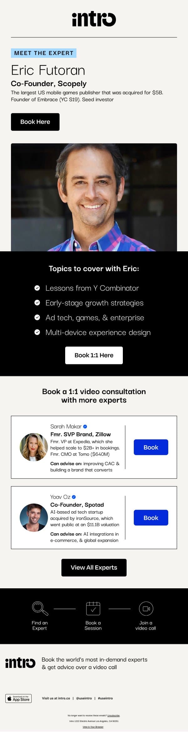 You Eric (Co-Founder of Scopely) email from Intro screenshot