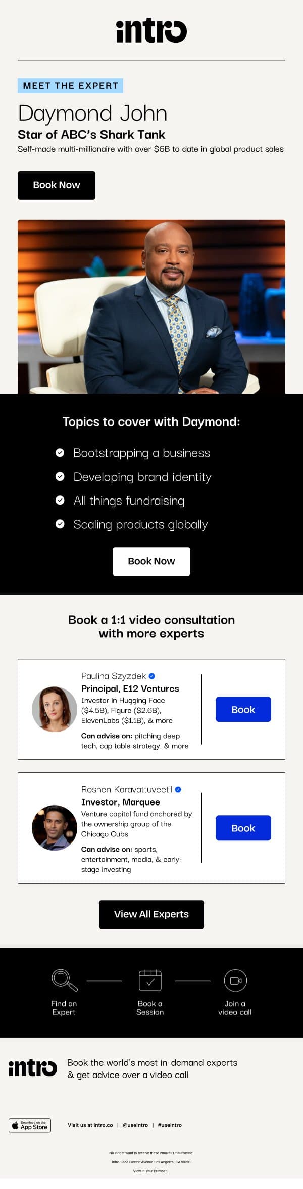 You Daymond (Star of ABC’s Shark Tank) email from Intro screenshot