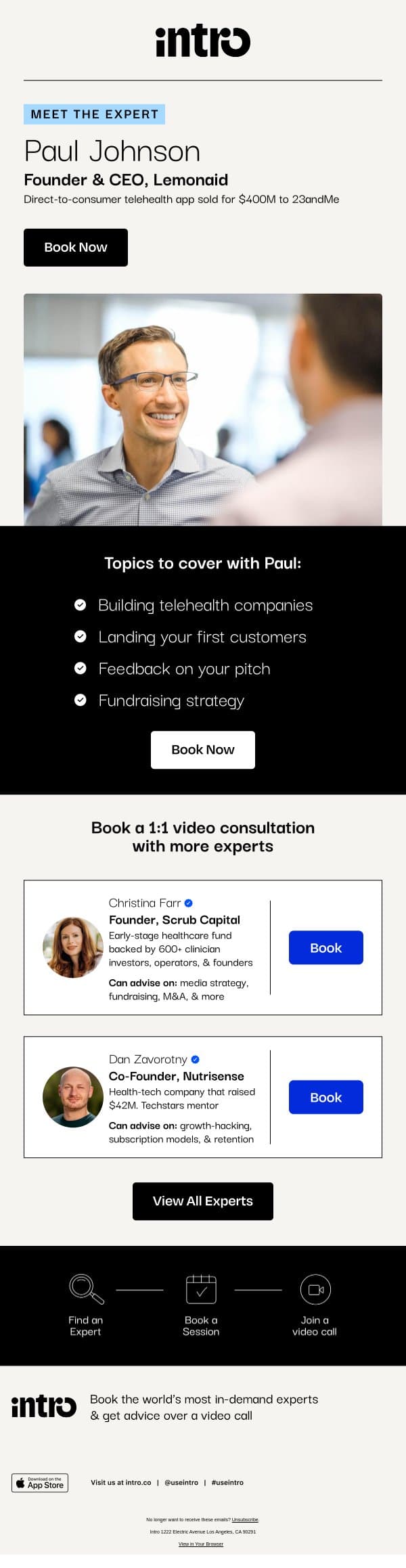 You Paul (Founder & CEO of Lemonaid) email from Intro screenshot