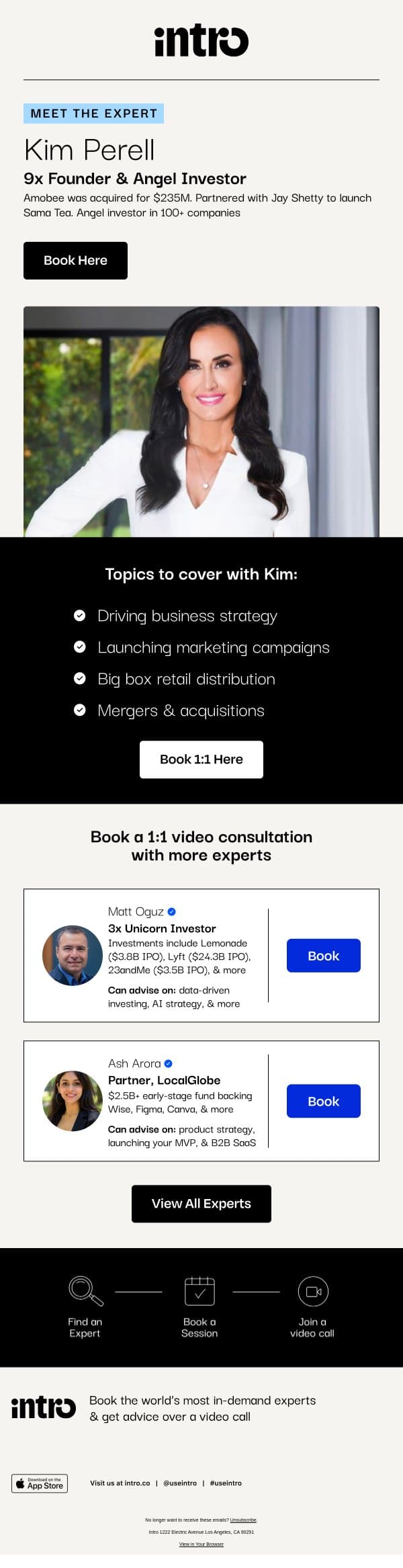 You Kim (9x Founder & Angel Investor) email from Intro screenshot