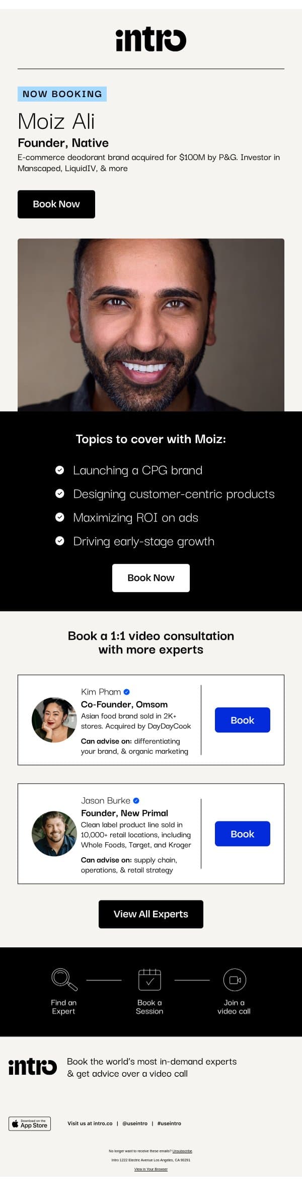You Moiz (Founder of Native) email from Intro screenshot