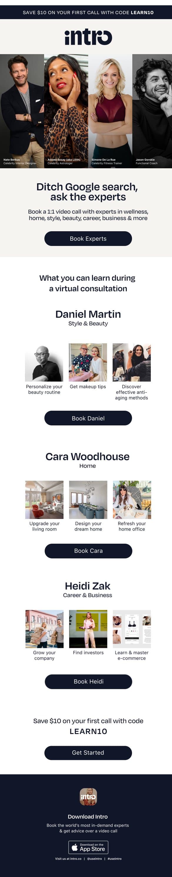 Expert Advice: Your Shortcut to Success email from Intro screenshot