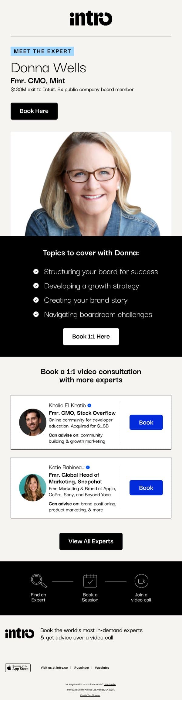 You Donna (Fmr. CMO at Mint) email from Intro screenshot