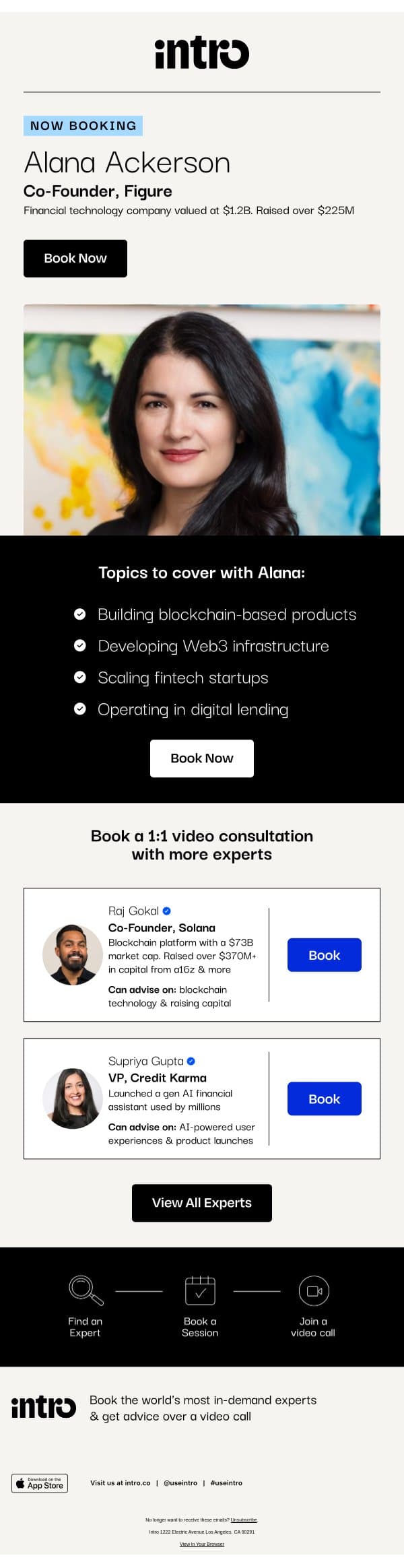 You Alana (Co-Founder of Figure) email from Intro screenshot