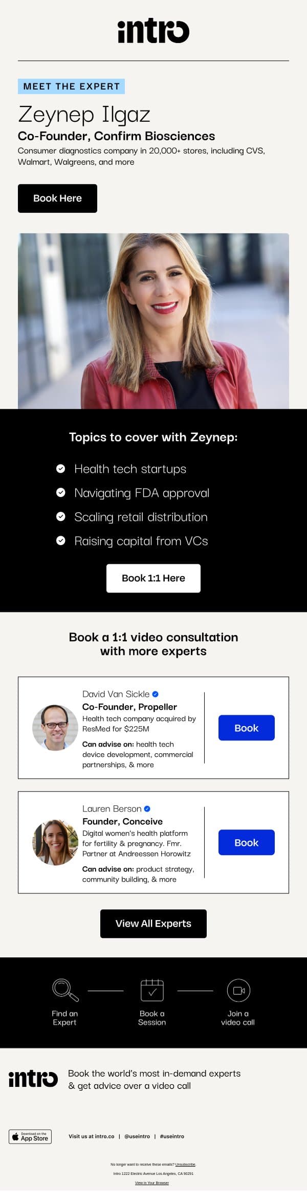 You Zeynep (Co-Founder of Confirm Biosciences) email from Intro screenshot